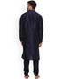 Navy Blue Kurta Dhupion Silk Chudidaar Closure View