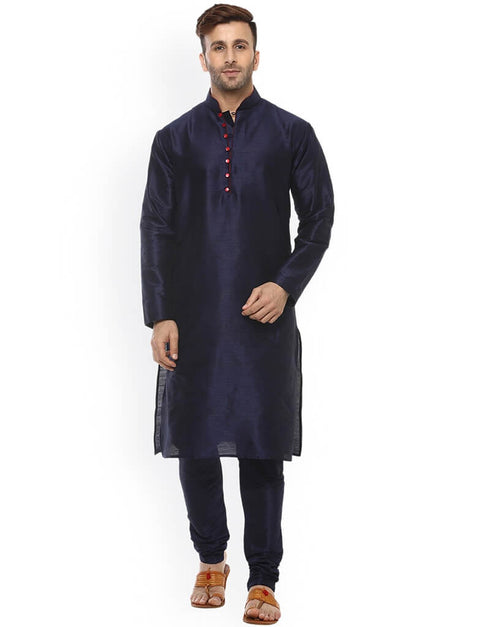 Navy Blue Kurta Dhupion Silk Chudidaar