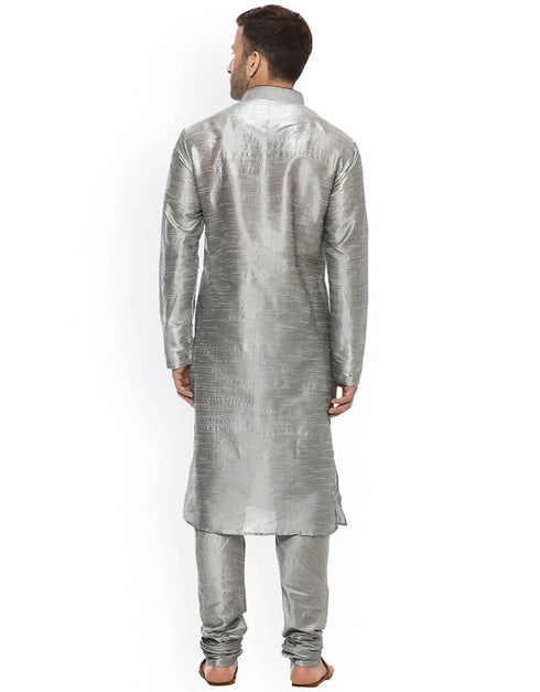 Grey Kurta Dhupion Silk Chudidaar Closure View