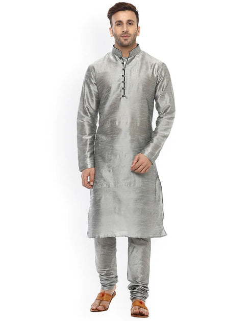 Grey Kurta Dhupion Silk Chudidaar