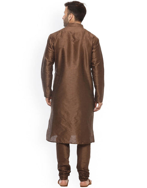 Brown Kurta Dhupion Silk Chudidaar Closure View