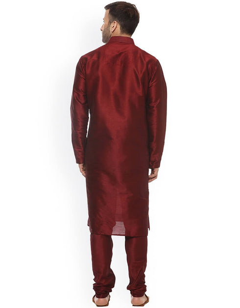Maroon Kurta Dhupion Silk Chudidaar Closure View