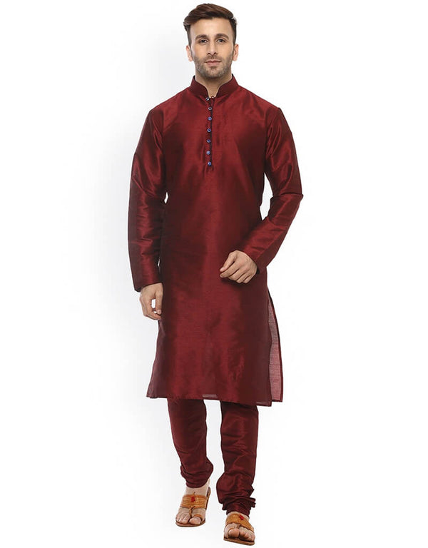 Maroon Kurta Dhupion Silk Chudidaar