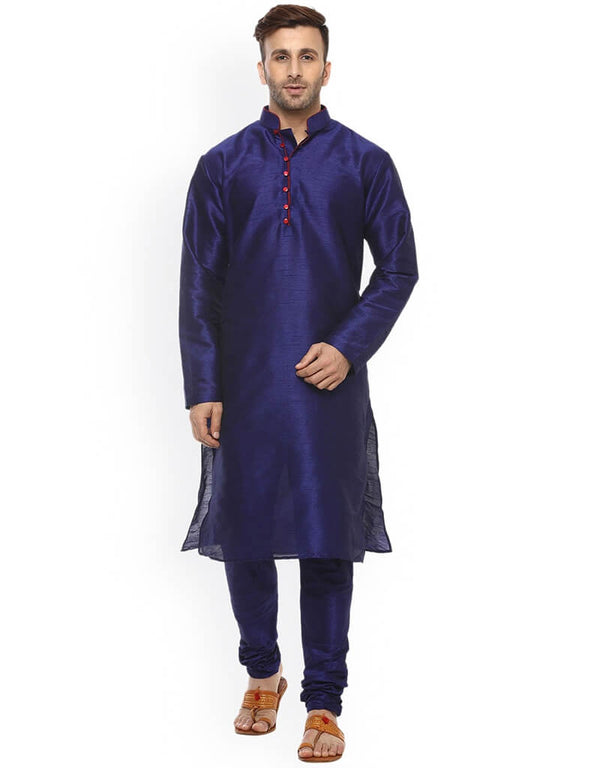 Dark Blue Kurta Dhupion Silk Chudidaar