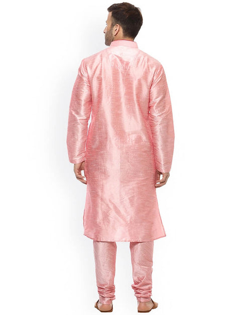Pink Kurta Dhupion Silk Chudidaar Closure View
