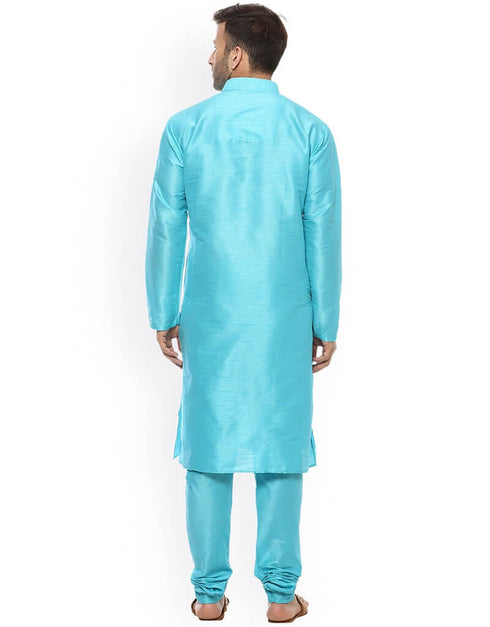 Blue Kurta Dhupion Silk Chudidaar Closure View