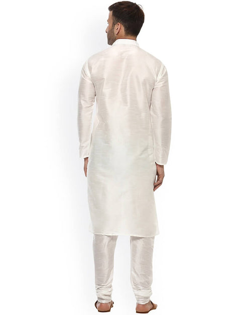 Off White Kurta Dhupion Silk Chudidaar Closure View