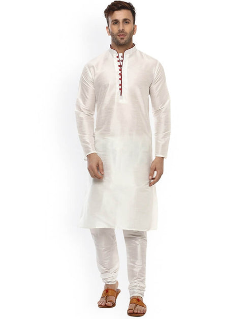 Off White Kurta Dhupion Silk Chudidaar