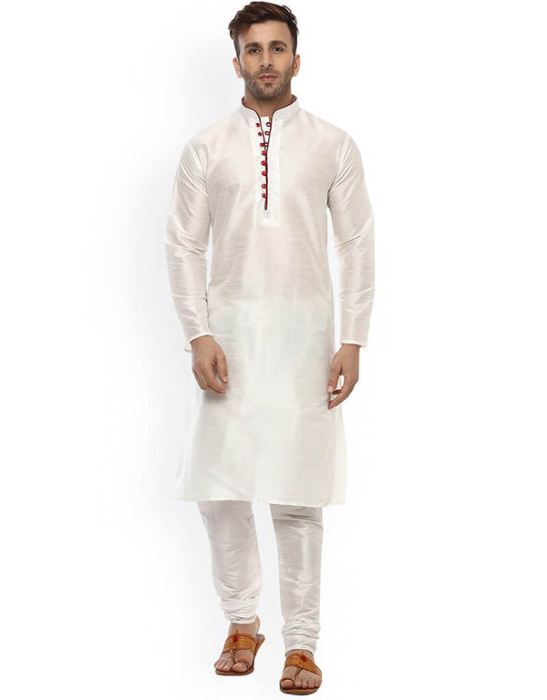 Off White Kurta Dhupion Silk Chudidaar