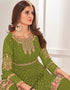 Green Sharara style Salwar Suit Faux Georgette Salwar Kameez in Embroidery, Sequins & Lace Work Closure View