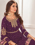 Purple Sharara style Salwar Suit Faux Georgette Salwar Kameez in Embroidery, Sequins & Lace Work Closure View
