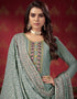 Greenish Grey Sharara style Suit Semi-Stitched Suits Salwar Kameez in Heavy Embroidery & Lace Work Closure View Embroidery
