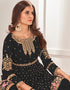 Black Sharara style Salwar Suit Faux Georgette Salwar Kameez in Embroidery, Sequins & Lace Work Closure View