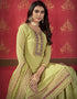 Mustard Sharara style Suit Semi-Stitched Suits Salwar Kameez in Heavy Embroidery & Lace Work Closure View Embroidery