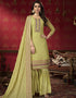 Mustard Sharara style Suit Semi-Stitched Suits Salwar Kameez in Heavy Embroidery & Lace Work