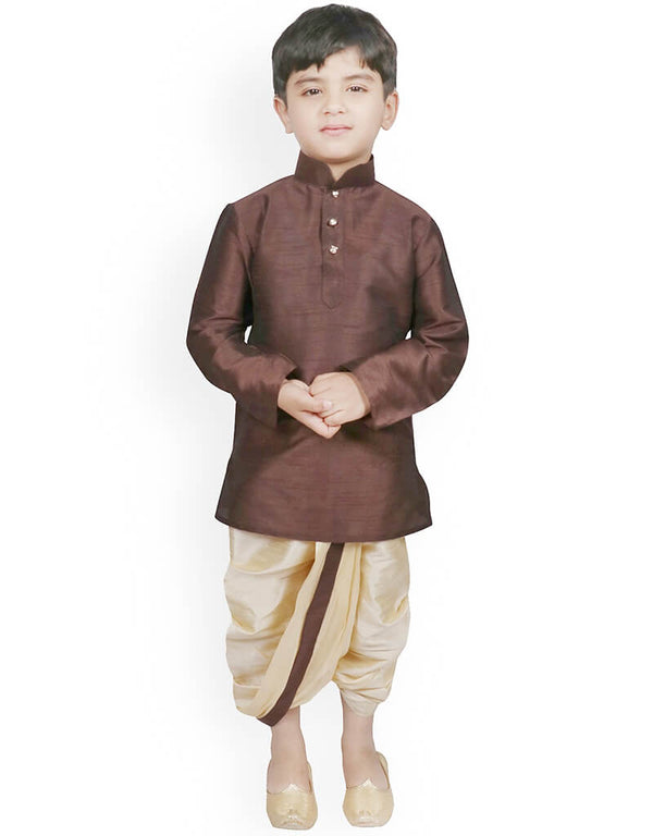 Brown Kurta Dhoti Dhupion Silk