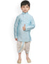 Sky Blue Kurta Dhoti Dhupion Silk