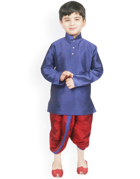 Blue Kurta Dhoti Dhupion Silk