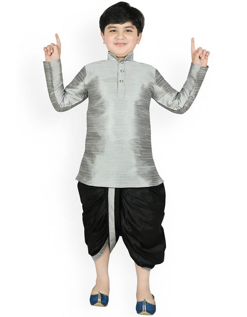Gray Kurta Dhoti Dhupion Silk