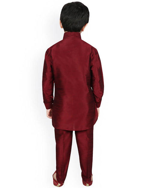 Maroon Kurta Pajama Dhupion Silk Closure View