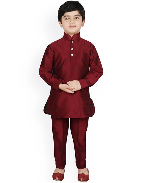 Maroon Kurta Pajama Dhupion Silk