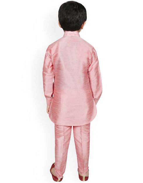 Light Pink Kurta Pajama Dhupion Silk Closure View
