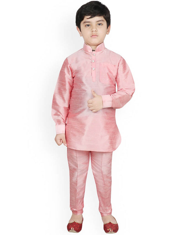 Light Pink Kurta Pajama Dhupion Silk