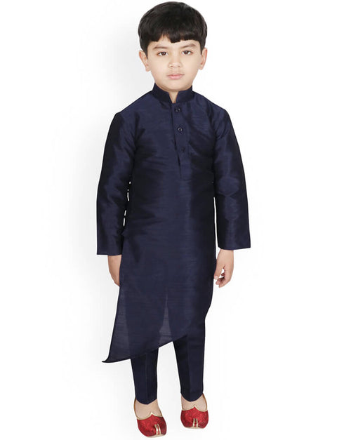Navy Blue Kurta Pajama Dhupion Silk