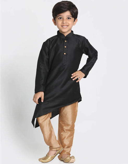 Black Kurta Pajama Dhupion Silk