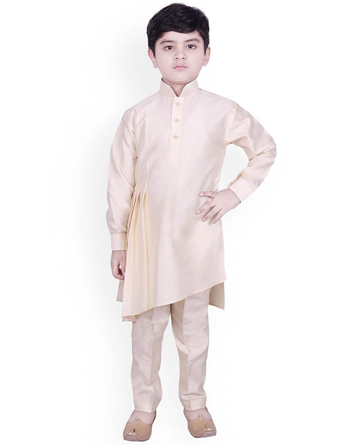 Cream Kurta Pajama Dhupion Silk