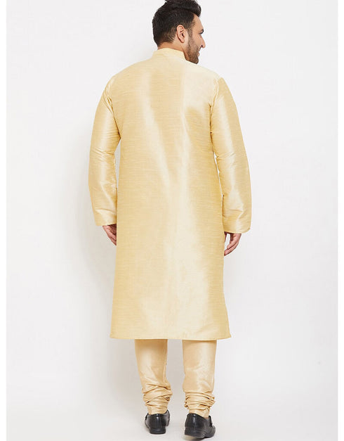 Cream Kurta Dhupion Silk Payjama Closure View