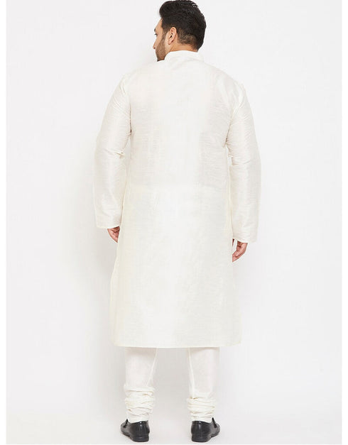 White Kurta Dhupion Silk Payjama Closure View