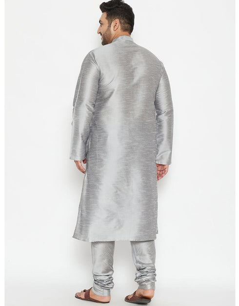 Gray Kurta Dhupion Silk Payjama Closure View