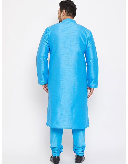 Sky Blue Kurta Dhupion Silk Payjama Closure View