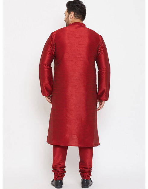 Maroon Kurta Dhupion Silk Payjama Closure View