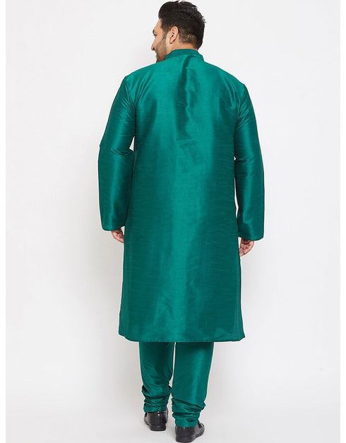 Rama Blue Kurta Dhupion Silk Payjama Closure View