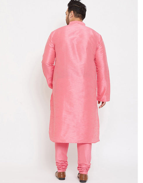 Light Pink Kurta Dhupion Silk Payjama Closure View