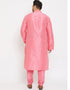 Light Pink Kurta Dhupion Silk Payjama Closure View