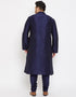 Navy Blue Kurta Dhupion Silk Payjama Closure View