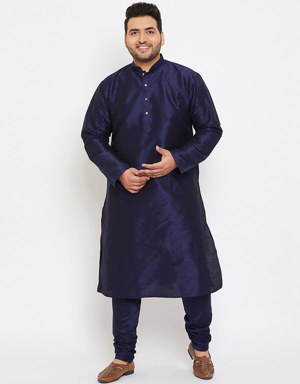 Navy Blue Kurta Dhupion Silk Payjama