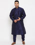 Navy Blue Kurta Dhupion Silk Payjama
