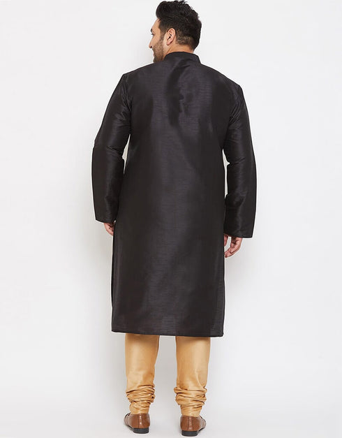Black Kurta Dhupion Silk Payjama Closure View