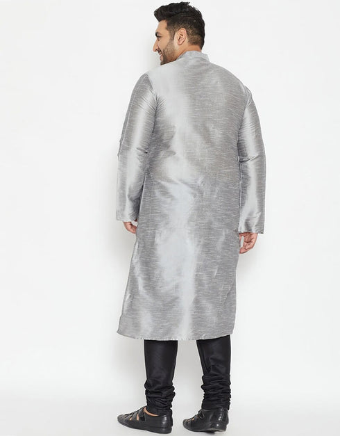 Gray Kurta Dhupion Silk Payjama Closure View