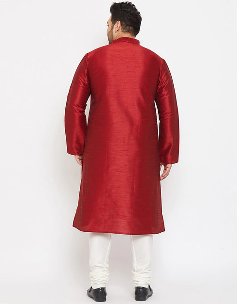 Maroon Kurta Dhupion Silk Payjama Closure View