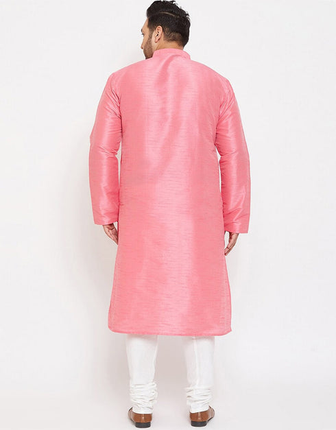 Light Pink Kurta Dhupion Silk Payjama Closure View