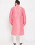 Light Pink Kurta Dhupion Silk Payjama Closure View