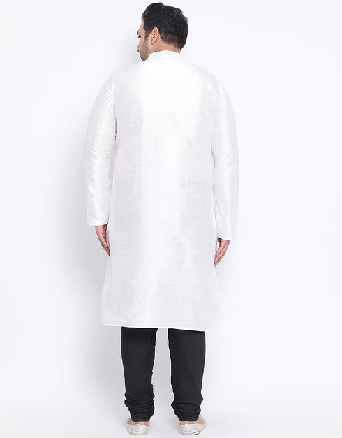 White Kurta Dhupion Silk Payjama Closure View