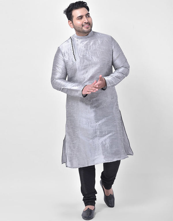 Gray Kurta Dhupion Silk Chudidaar