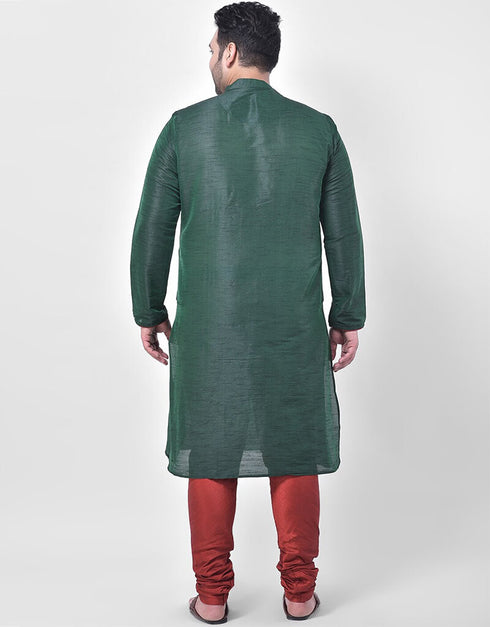 Green Kurta Dhupion Silk Chudidaar Closure View