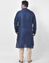 Navy Blue Kurta Dhupion Silk Chudidaar Closure View